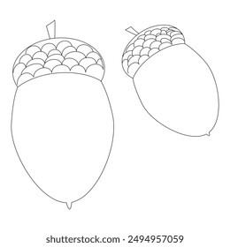 Simple and engaging acorn coloring page for kids. Perfect for fall-themed activities, educational projects, and creative coloring sessions.