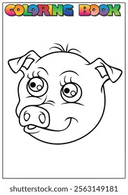 Simple and engaging coloring page featuring a cheerful pig face, perfect for children's activities and educational purposes.