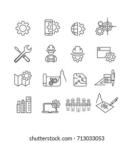 Simple engineer icons set,Vector