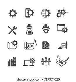 Simple engineer icons set,Vector