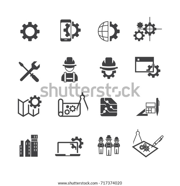 Simple Engineer Icons Setvector Stock Vector (Royalty Free) 717374020