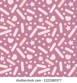 Simple English rose pink stars hearts and dots topping reapiting pattern for textile print, party invitation,packaging,menu design,scrapbooking,template