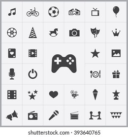 Simple entertainment icons set. Universal entertainment icon to use for web and mobile UI, set of basic entertainment elements 