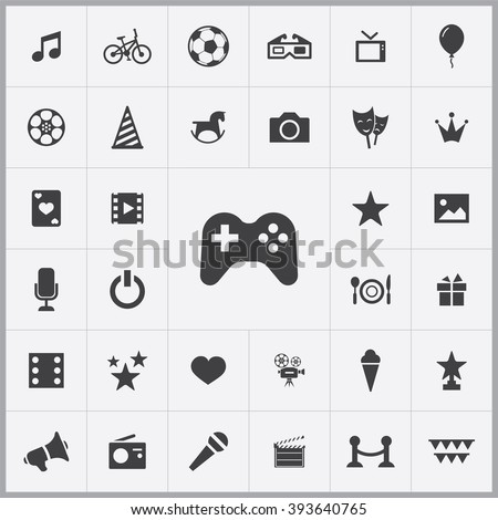 Simple entertainment icons set. Universal entertainment icon to use for web and mobile UI, set of basic entertainment elements 