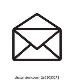Simple envelope icon graphic isolated on white background. Open envelope icon line art isolated on white background