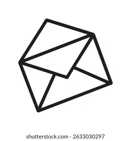 Simple envelope icon graphic isolated on white background. Open envelope icon line art isolated on white background