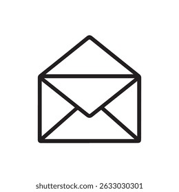 Simple envelope icon graphic isolated on white background. Open envelope icon line art isolated on white background