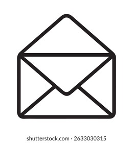 Simple envelope icon graphic isolated on white background. Open envelope icon line art isolated on white background