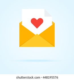 Simple envelope icon and letter with heart.