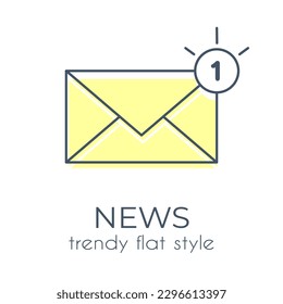 Simple envelope icon on a white background in trendy flat style. Suitable for applications, web sites, online shops