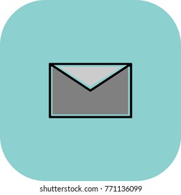 Simple envelope icon vector illustration on blue background