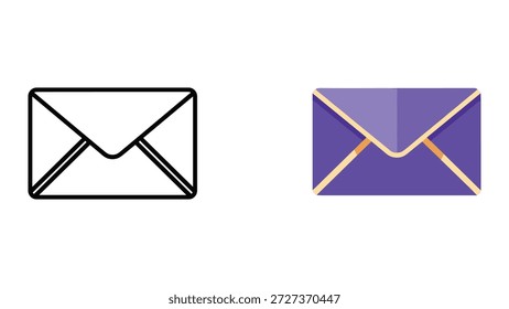 Simple envelope icons in black and purple