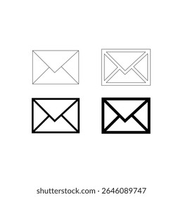 Ícones de envelope simples Símbolos de email e mensagens versáteis