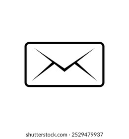 Ícone de linha de envelope simples em preto e branco