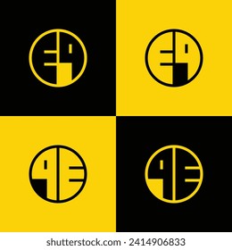 Sencillo conjunto de logotipos de círculo EQ y QE, adecuado para negocios con EQ y QE inicial.