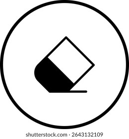 Ícone de borracha simples em preto e branco circular design para educação e design