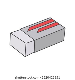 Simple eraser vector illustration hand drawn for school supplies, eraser lineal color style isolated on white background