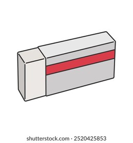 Simple eraser vector illustration hand drawn for school supplies, eraser lineal color style isolated on white background