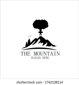 Simple eruption mountain logo in a modern style. Vector illustration and icon.