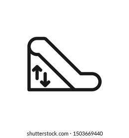 Simple escalator icons with arrow in line style design on white background. Suitable for public place, mall, market, user interface and website app. Pixel Perfect 48x48. Vector Illustration EPS 10.
