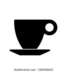 Simple Espresso or Cappuccino Coffee or Tea Cup Silhouette Icon. Vector Image.