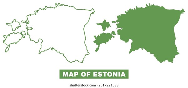 Conjunto de Ilustración vectorial de mapa plano de contorno simple de Estonia