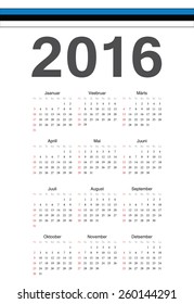 Simple Estonian 2016 year vector calendar. Week starts from Sunday.