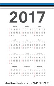 Simple Estonian 2017 year vector calendar. Week starts from Sunday.
