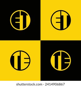 Simple ET and TE Letter Circle Logo Set, suitable for business with ET and TE initial.