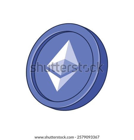 SImple ETH Ethereum coin vector illustration in flat color design with blue tones