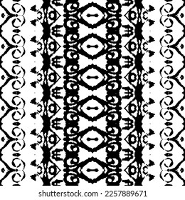 Simple Boho Batik étnico. Patrón mexicano de color negro. Batik de tinta étnica. Trazado de garrapatas oscuro patrón. Vector tribal de Doodle Oscuro. Tinta de color negro Scribble Textil. Vector de color de agua de tinta abstracto