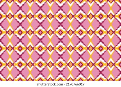 Simple Ethnic design pattern ikat fabric seamless traditional nation Geometric diamond shapes for prints fabric dress mudmee saree silk textile industry