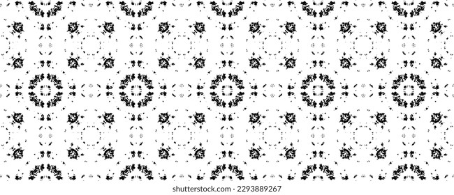 Simple Ethnic Ikat Batik. Black Colour Dark Doodle Texture. Abstract Aztec Dark Pattern. Black Color African Pattern. Doodle Boho Print. Tribal Ink Scribble Vector. Seamless Ink Watercolor Vector