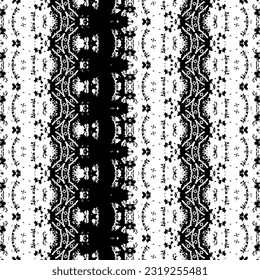 Einfache Ethnische Ink Batik. Schwarze Farbe Zig Zag Muster. Schwarzes Farbtink-Schriftzeichen-Muster. Abstraktes dunkles Muster. Native Art Doodle Vektor. Doodle Geo Dark Batik. Nahtlose Wiederholung der Tinte
