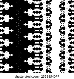 Simple Ethnic Ink Vector. Black Colour Ink Scribble Texture. Tribal Art Doodle Batik. Black Color Scribble Pattern. Seamless Stripe Dark Pattern. Ethnic Dyed Dark Batik. Seamless Art Native Vector