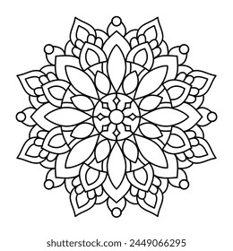 simple and ethnic mandala art for coloring book, easy mandala art for mehendi design
