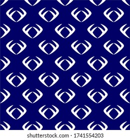 Simple ethnic ornament Abstract Shape Blue Monochrome Seamless Pattern Background Wallpaper. Pattern for Textile, fabric, paper, print, interior, decor and more.