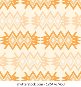 simple ethnic ornament seamless vector pattern, pastel orange monochrome 