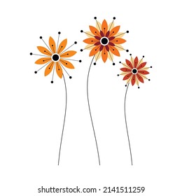 Einfache ethnische Blumen bündeln Vektorgrafik einzeln auf Weiß. Flaches lineares Design-Element für Druck, Hintergrund, Banner oder Karte.