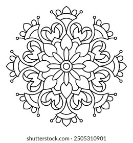Diseño étnico simple del mandala del estilo para colorear el libro, diseño de la henna y arte de la pared, arte elegante del mandala

