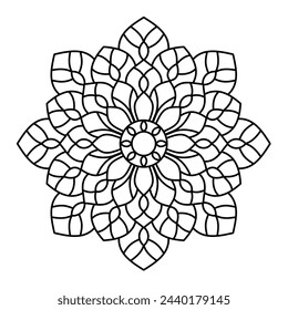 simple and ethnic style vector mandala design for coloring book, mandala art for henna design
