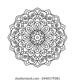 simple and ethnic style vector mandala design for coloring book, mandala art for henna and tattoo design
