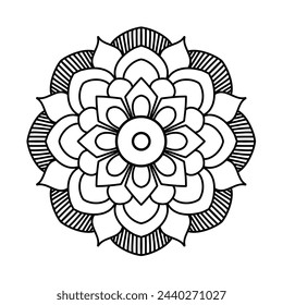 simple and ethnic style vector mandala design for coloring book, easy mandala art for mehendi design, yoga logo
