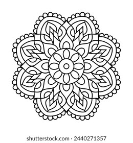 simple and ethnic style vector mandala design for coloring book
