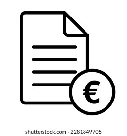 Monedas en euros simples e iconos de documentos financieros. Vector.