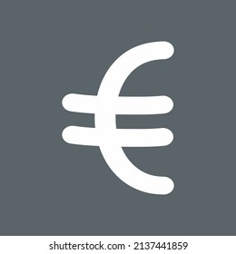 Simple Euro currency symbol on dark background Stock Vector illustration