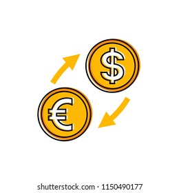 Simple euro and dollar icons in flat style. Currency exchange concept