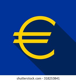 Simple Euro icon in flat style. Euro sign, money pictogram, banking design. Vector illustration