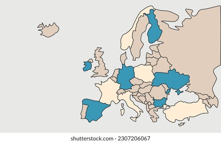 Mapa simple de Europa. Mapa de Europa de esquema simple. Plantilla para diseño web, infografía. Plantilla de vectores.