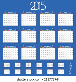 Simple european 2015, 2016 year vector calendars